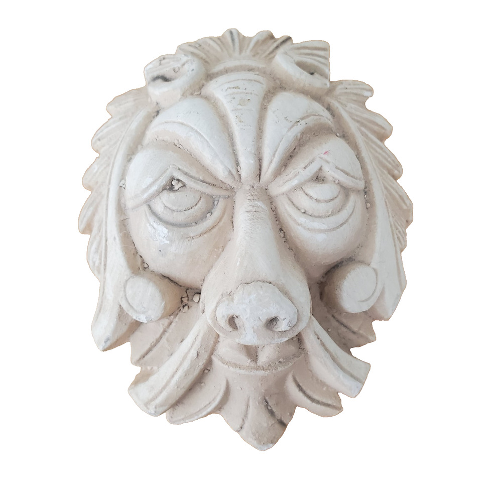 Vintage Ceramic Lion Head Wall Hanging Small Cream Collectible Home Decor MCM